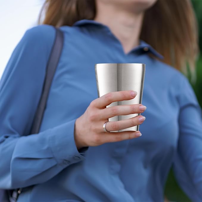 12 Pack 12 oz Stainless Steel Insulated Cup, Double Wall Vacuum Small Metal Cup, Reusable Camping Cups Unbreakable Indoor Outdoor for Party, Home, Office, BBQ, Silver