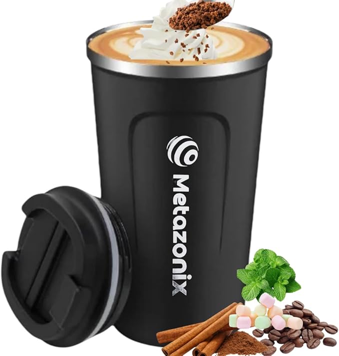 Travel Coffee Mug -17oz Stainless Steel Coffee Mug - Spill Proof Leak Proof - Insulated With Lid (Black)