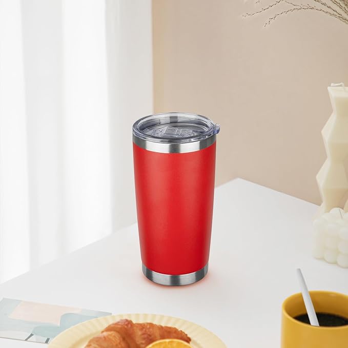 20oz Tumbler with Lid Stainless Steel Insulated Tumblers Travel Coffee Tumbler Bulk Double Wall Vacuum Insulated Water Cup Christmas Gifts for Women Men Her Him Home Office (Red, 1pack)