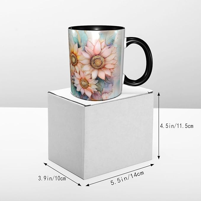 Yrebyou Sunflower Coffee Mug Funny Tea Cup Ceramic Mugs 11OZ with Handle Gifts for Women Men Home Office Decor