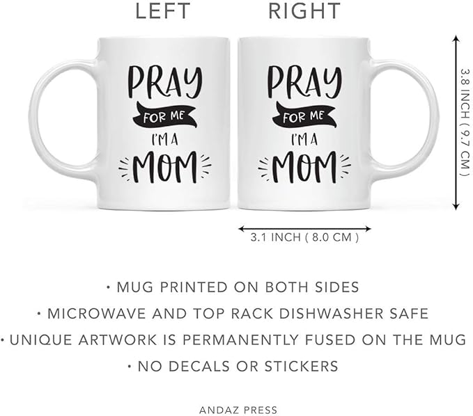 Andaz Press Mother's Day 11oz. Ceramic Coffee Tea Mug Gift for Mom, Pray for Me. I'm a Mom, 1-Pack