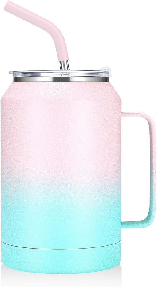 Zenbo 32 oz Mug Tumbler – Stainless Steel Vacuum Insulated Mug with Handle,Lid and Straw,Keeps Drinks Cold up to 36 Hours – Sweat-Proof Body, Dishwasher Safe