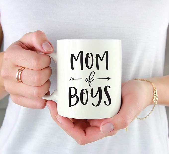 Andaz Press Mother's Day 11oz. Ceramic Coffee Tea Mug Gift for Mom, Mom of Boys, 1-Pack, Birthday Christmas Gift Ideas
