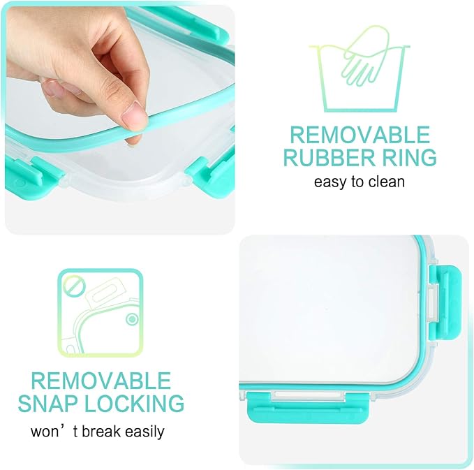 30 Pieces Glass Food Storage Containers with Upgraded Snap Locking Lids,Glass Meal Prep Containers Set - Airtight Lunch Containers, Microwave, Oven, Freezer and Dishwasher Friendly (Green)