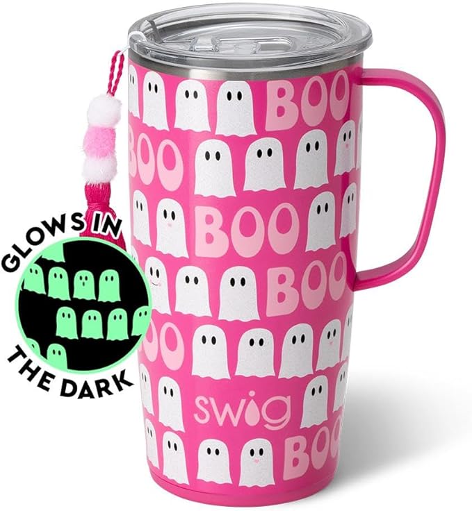 Swig Life 22oz Travel Mug, Insulated Tumbler with Handle and Lid, Cup Holder Friendly, Dishwasher Safe, Stainless Steel, Travel Coffee Cup, Insulated Mug with Lid (Faboolous)