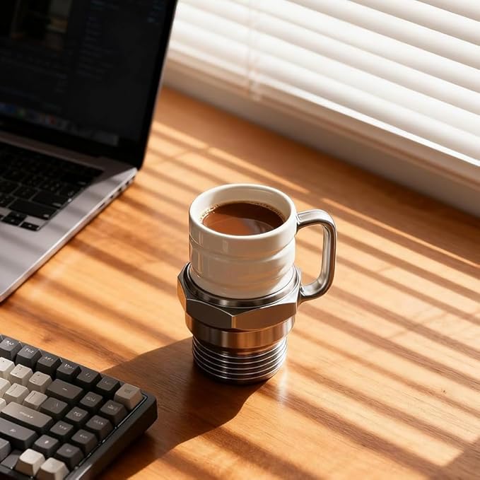 Spark Plug Mug, Creative Ceramic Coffee Cup Shaped Like Engine Spark Plug, Unique Novelty Auto Mechanic Gift for Car Lovers, Funny Hot Beverage Tea Cup with Handle(1pc)