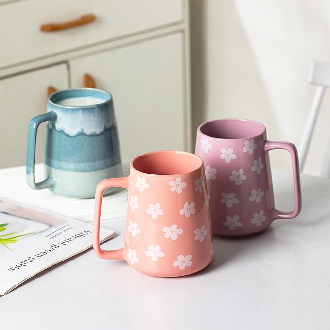 24 OZ Extra Large Ceramic Coffee Mug, Jumbo Coffee Mugs, Big Tea Cups with a Large Handle for Office and Home, Microwave and Dishwasher Safe (24 OZ Light Green)