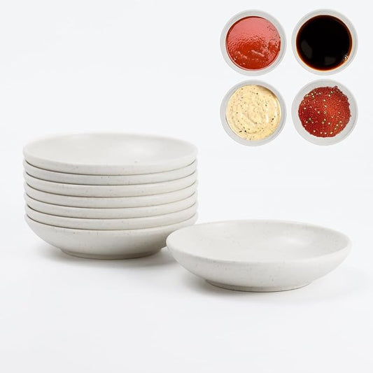 PYRMONT Wheat Straw Dipping Bowls,2 OZ Soy Sauce Dish & Bowl,Small Dipping Sauce Bowls Set of 8,Mini Appetizer Plates for Side Dishes,Ketchup,BBQ, Party,Condiments Serving Bowl Set - White