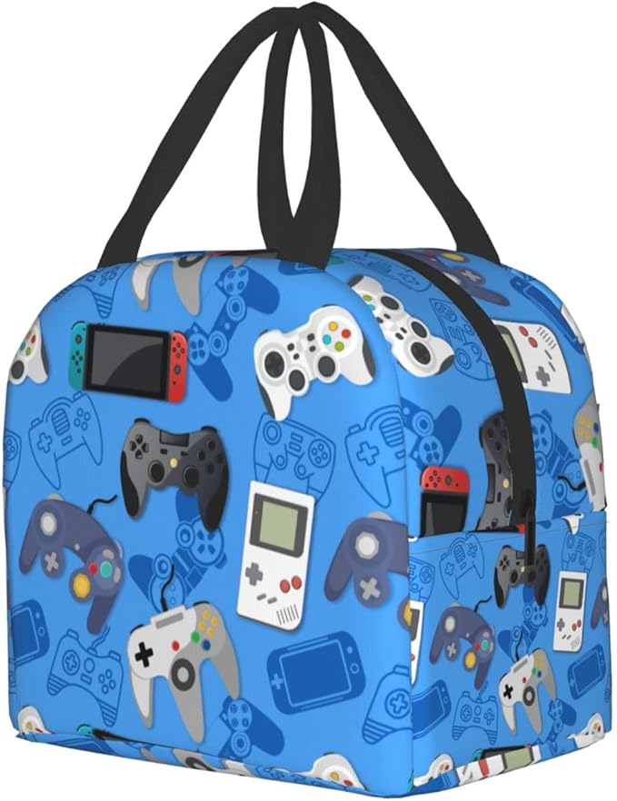 Video Game Portable Lunch Tote Bag Reusable Lunch Box for Men and Women Perfect for Camping/Hiking/Picnic/Beach/Travel