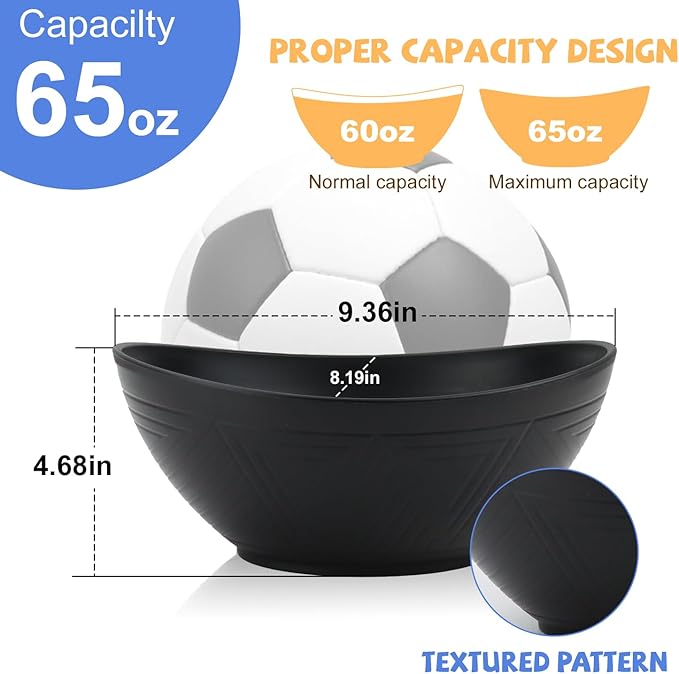 Wrova Big Wheat Straw Bowls,Large Salad Bowls Set of 2,Dishwasher and Microware Safe Plastic Bowls Reusable,Eating bowls for Cereal,Salad,Fruit,Snack. Black