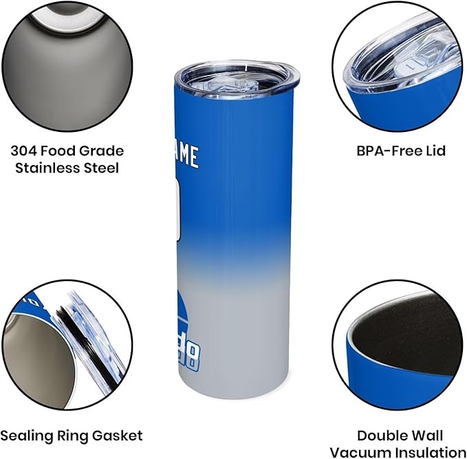 Custom Tumblers Stainless Steel Cup Personalized Basketball Insulation Travel Mug Add Your Name Number 20 oz Fans Gift for Men Women