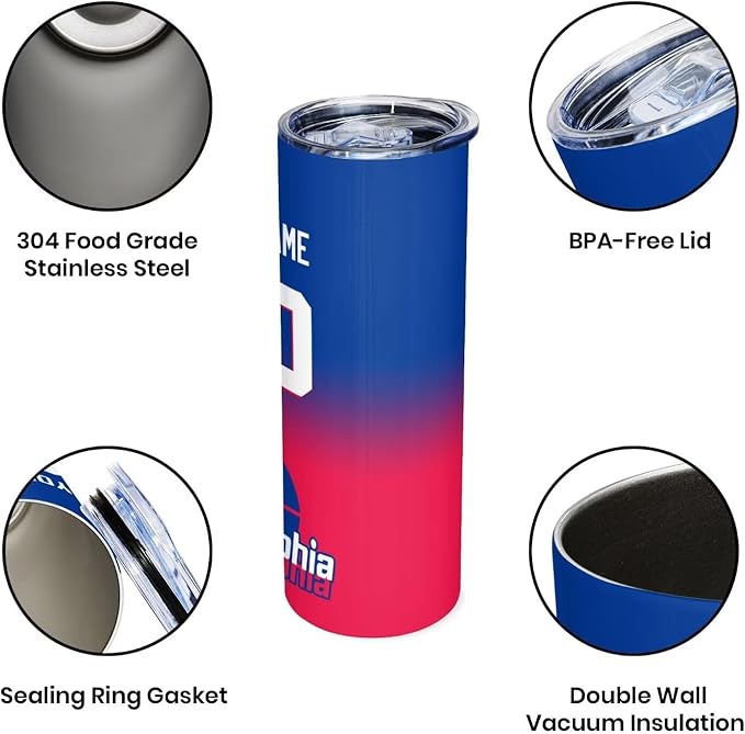 Custom Tumblers Stainless Steel Cup Personalized Basketball Insulation Travel Mug Add Your Name Number 20 oz Fans Gift for Men Women