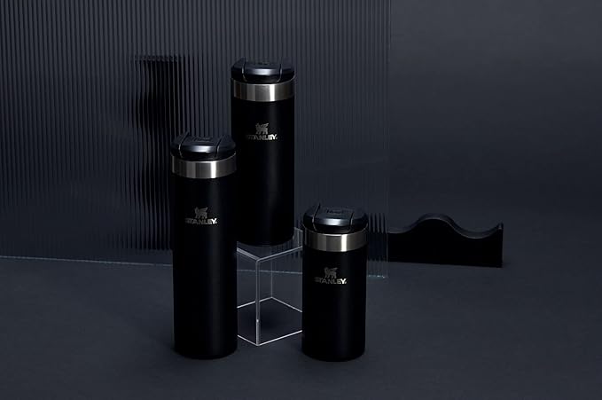 Stanley AeroLight Transit Bottle 16 oz | Locking Drink Through Lid | Leak Resistant Water Bottle or Coffee Travel Mug | Lightweight Insulated Stainless Steel | BPA-Free | Black Glimmer