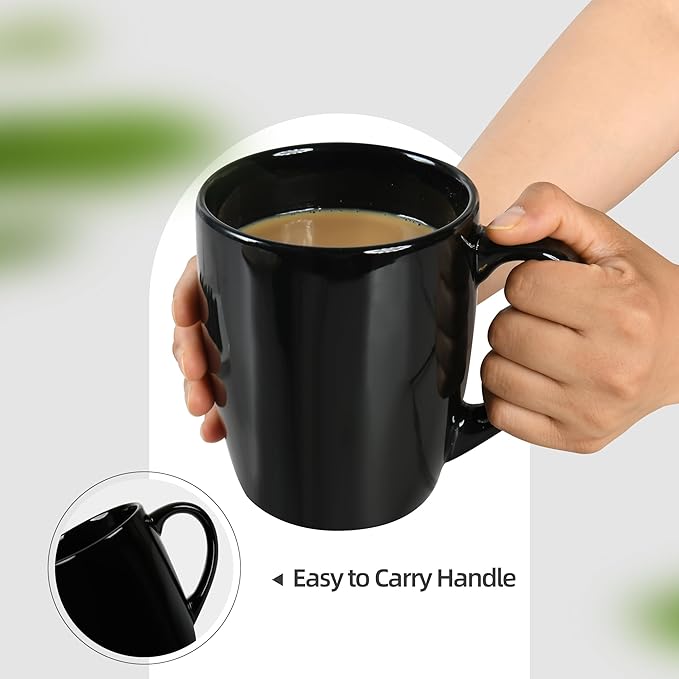 27OZ Extra Large Ceramic Coffee Mug, Jumbo Coffee Mugs, Big Tea Cups with a Large Handle for Office and Home set of 2 (Black)