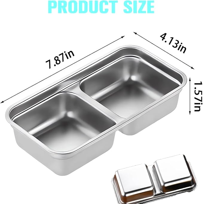 2PCS Snack Containers with Lids, Stainless Steel Snack Container, Double Compartment Grab and Go Snack Containers for Travel and Outdoor