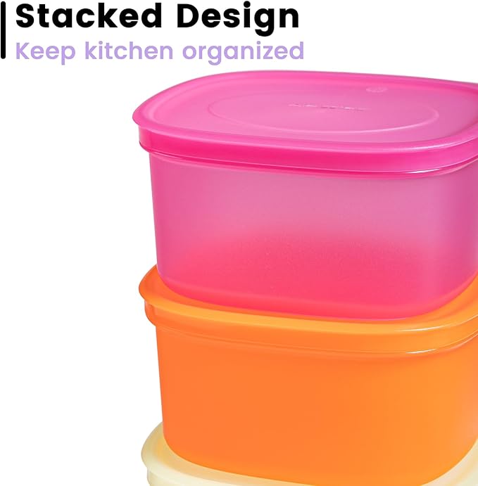 7-Piece Meal Prep Containers — 3.75-Cup Reusable Airtight Plastic Food Storage Containers with Lids, BPA-Free, Microwave/Freezer/Fridge Safe, Stackable Lunch & Leftovers Organizer(900ml)