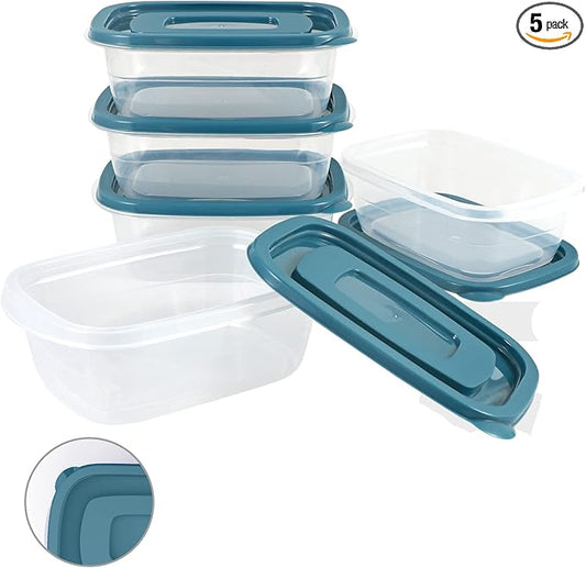5PCS Small Food Storage Containers,Freezer Microwave safe,Food Container Sets,BPA Free Plastic Meal Prep Containers & Kitchen Set,Lunch Containers,use for School,Work and Travel,0.53 Quarts Per Box