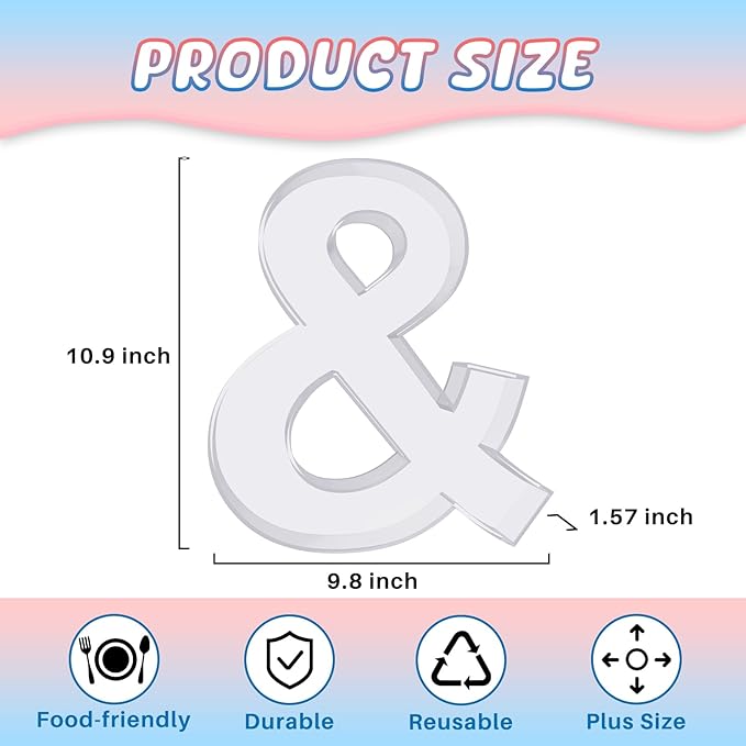 11" Acrylic Letter Charcuterie Box, Reusable Fillable Alphabet Number Shaped Form Tray for Birthday Anniversaries, Party Decorative Serving Plates Display Candy Cake (Character &)