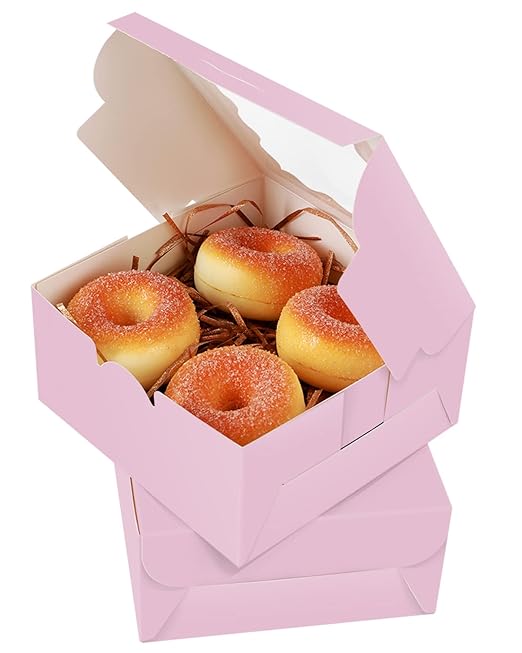 qiqee Lavender Cookie Boxes with Window 36packs 6x6x3 Lavender Bakery Box Pastry Box for Wedding Favor Birthday ＆ Party