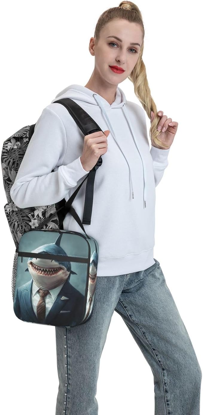 Shark Insulated Lunch Box for Women Men Shark Lunch Bag for Travel,or Fishing Polyester