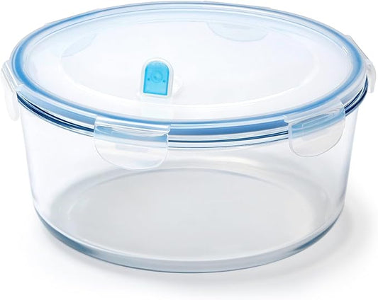 2.8L Glass Food Storage Containers Set, Round Meal Prep Containers, Glass Bowls With Lid