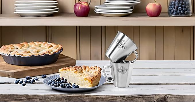 Taluka Stainless Steel Coffee Mug Double Wall Insulated Tea Cup With Handle For Camping Travel Pack Of 2