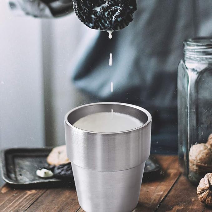 Newk Stainless Steel Cups, 10 Oz Metal Cups, Double Wall Drinking Tumblers for BBQ/Home/Office/Party/Driving – Set of 2 packs