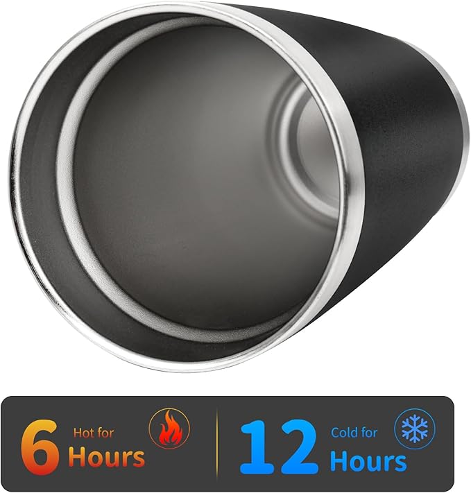 20oz Stainless Steel Tumbler with Lid, Travel Mug - Double Wall Vacuum Powder Coated Cup - Black, 1 Pack