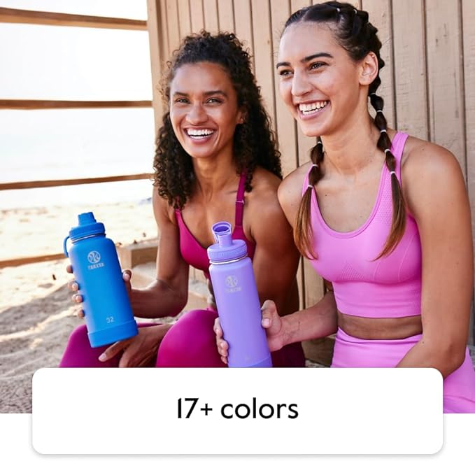 Takeya Actives Water Bottle with Spout Lid - Bottle with Double Stainless Steel Insulation - Dishwasher Safe & BPA-Free - Bottle with Spout Lid & Removable Bumper - 22 oz, Bluestone
