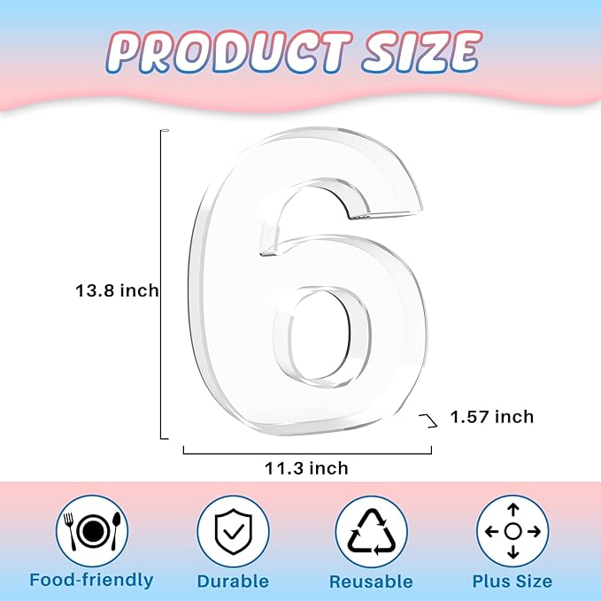 11" Acrylic Number Charcuterie Board Box, Reusable Fillable Number Cake Candy Dish Display Serving Tray for Birthday Anniversary Party Decoration (6)