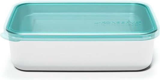 U Konserve Stainless Steel Rectangle Food Storage Bento Box Container, Leak Proof Silicone Lid Dishwasher Safe - Plastic Free, (45oz Island Teal)