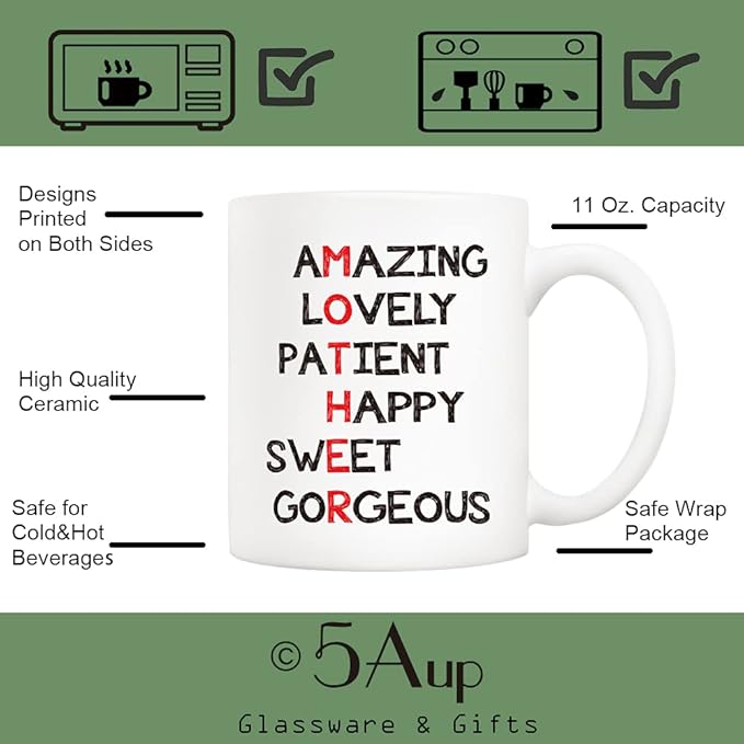 5Aup Christmas Gifts Definition Mother Funny Coffee Mug for Mom, Best Mothers Day Gifts from Child Daughter Son Kids, Unique Birthday Gift for Mother Women Her Novelty Ceramic Cups 11Oz