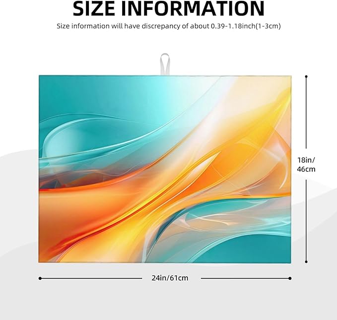 Teal and Burnt Orange Abstract Art Swirl Microfiber Dish Drying Mat, 18 x 24 inch Absorbent Decorative Kitchen Counter Mats, Polyester, Washable, Reusable, Foldable, for Dining Area, Small Appliances