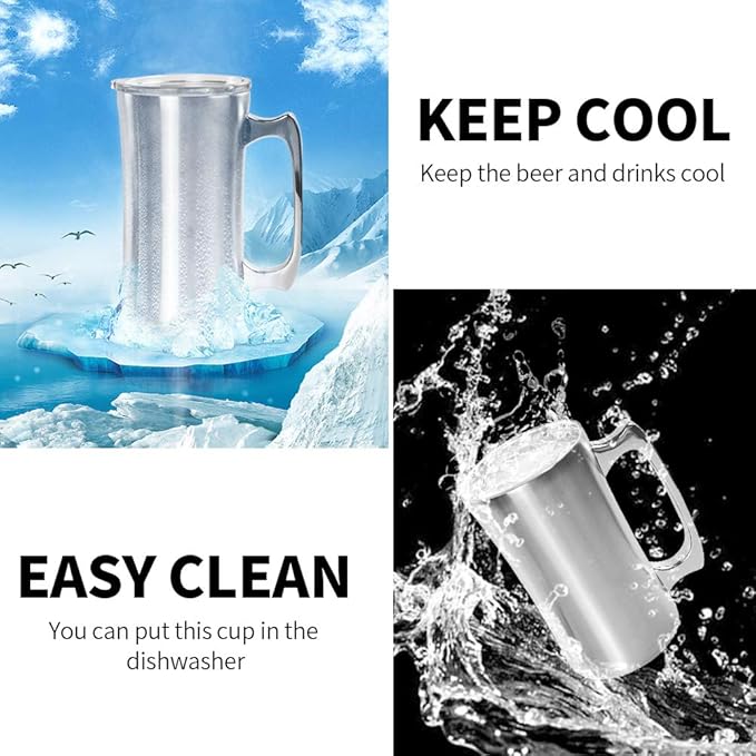 Stainless Steel Double Walled Mugs 20 oz Metal Coffee & Tea &Wine Cup Mug Insulated Cups with Handles Keep Drinks Cold or Hot Longer