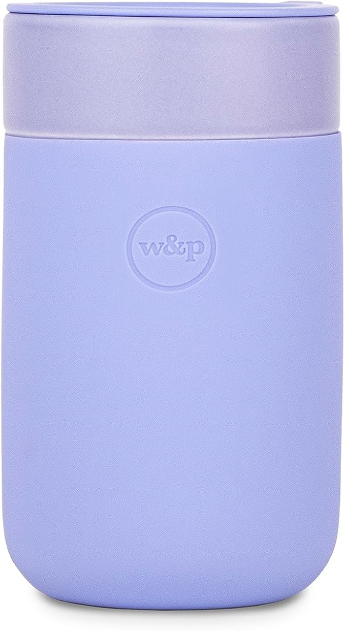 W&P Porter Ceramic Mug w/Protective Silicone Sleeve, Lavender 16 Ounces | On-the-Go | Reusable Cup for Coffee or Tea | Portable | Dishwasher Safe
