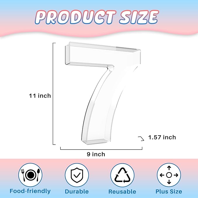 11" Acrylic Number Charcuterie Board Box, Reusable Fillable Number Cake Candy Dish Display Serving Tray for Birthday Anniversary Party Decoration (7)