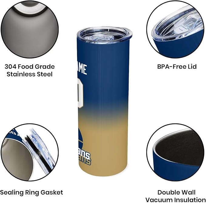 Custom Tumblers Stainless Steel Cup Personalized Basketball Insulation Travel Mug Add Your Name Number 20 oz Fans Gift for Men Women