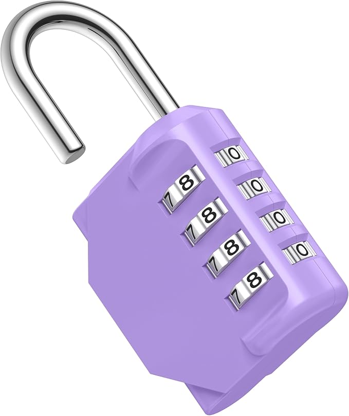 Puroma Combination Lock 4 Digit Waterproof Locker Locks Secure Outdoor Padlock for Gym Lockers, Toolboxes, Gates, Fences, Storage, Sports Locker, Cabinets (Purple)