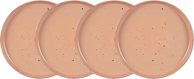 HomeVss, Nordic Shape Rising Rim Stoneware 20pc Dinnerware Set, Matte Rose with Speckle Finished Effect