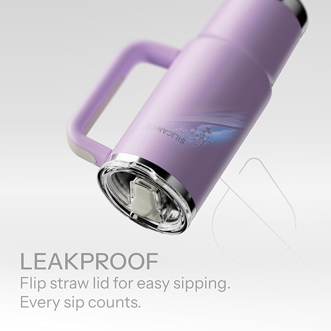 Easy Clean Pro Tumbler - 30 oz Water Bottle with Handle Quick-Disassemble Flip Straw, Leakproof Insulated Stainless Steel,Dishwasher Safe, BPA-Free Gifts for Women & Men