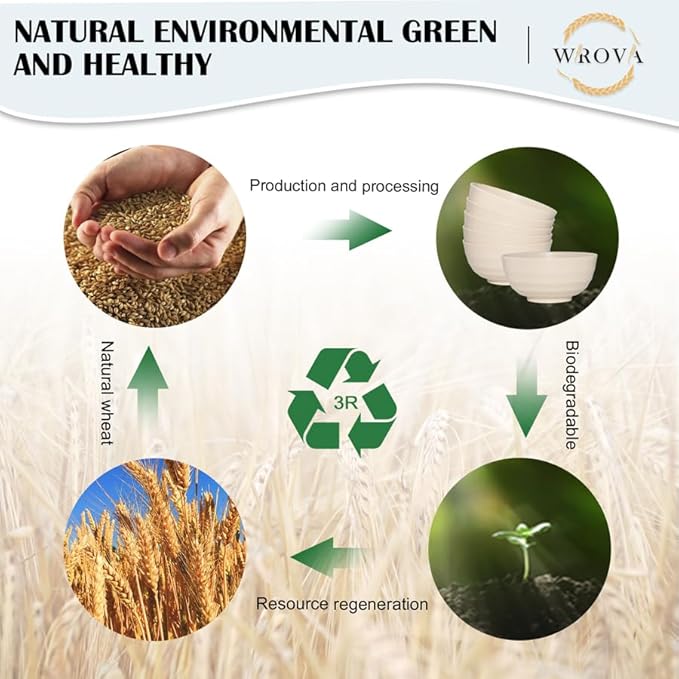 Wrova Wheat Straw Bowls Set 60 OZ, Unbreakable Large Beige Bowls Set of 6, Microwave & Dishwasher Safe Big Cereal Bowl for Picnic and Party BPA Free Salad Bowl for Serving Oatmeal and Popcorn (Beige)