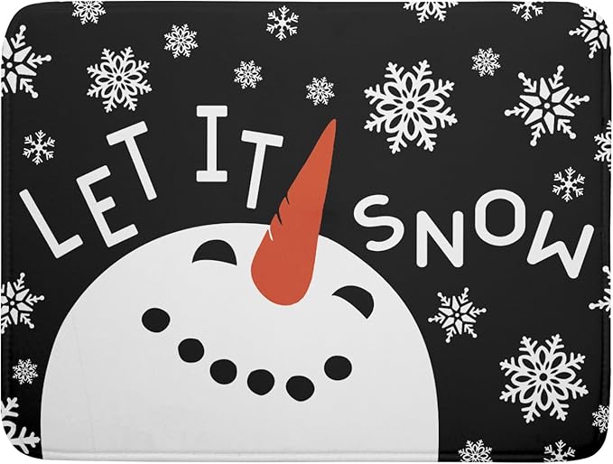 Winter Snowman Dish Drying Mats for Kitchen Counter 18×24 Inch Christmas Snowflake Let It Snow Large Microfiber Drying Mat Kitchen Accessories Dish Rack Mat Drainer Pad Washable Absorbent