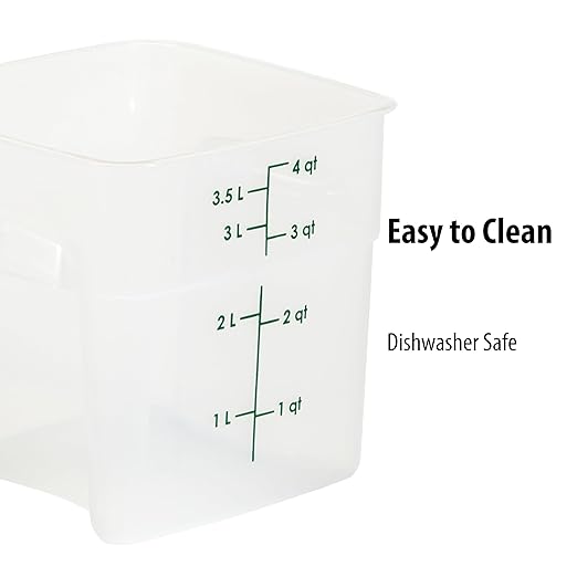 Cambro Food Storage Containers with Lids (Microwave Safe and BPA-Free) - 4 QT (Quart) Square Food Storage Container with Lid (2 Pack)