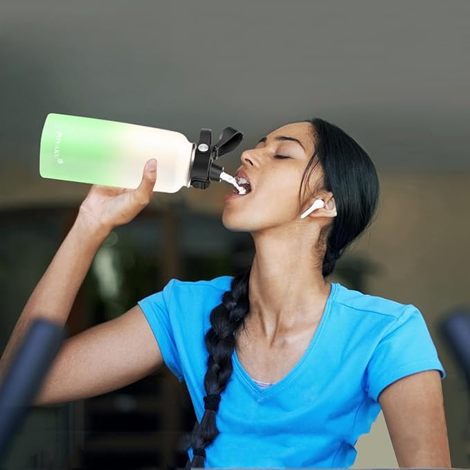 Water Bottle Insulated 32oz 40oz 64oz 128oz Straw Lid Spout Lid & 3 Lids, Leak Proof, Vacuum Insulated,Stainless Steel Water Bottle Wide Mouth for Sports, Gym or Office