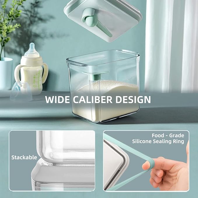 1700ml Airtight Food Storage Container - BPA Free Formula Dispenser with Scoop & Scraper, Leakproof Stackable Kitchen Canister for Flour, Cereal, Snacks (1.85qt)