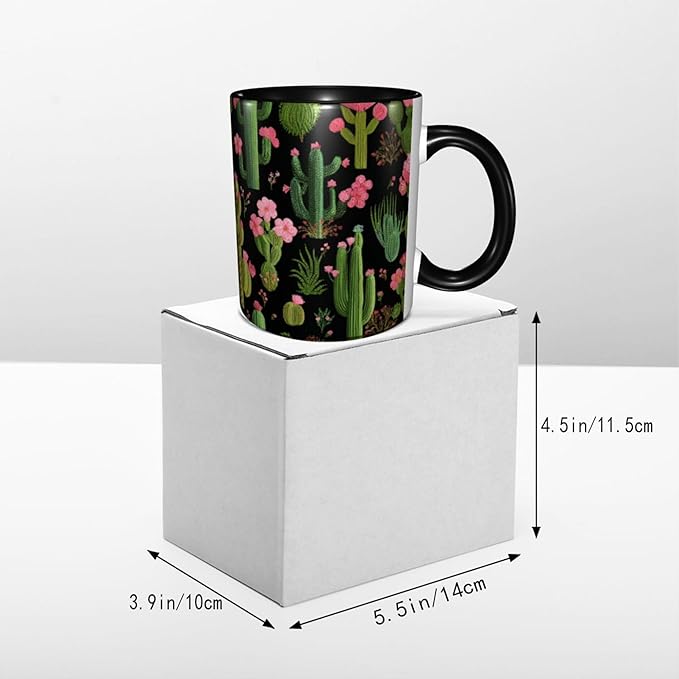 Yrebyou Cactus Coffee Mug Funny Tea Cup Ceramic Mugs 11OZ with Handle Gifts for Women Men Home Office Decor
