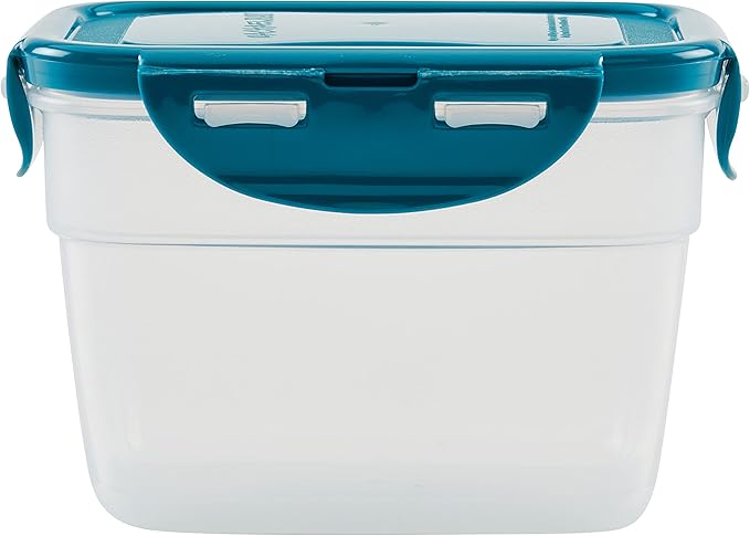 Rachael Ray Leak-Proof Stacking Container Food Storage Bin Set, 20-Piece, Clear with Teal Lids
