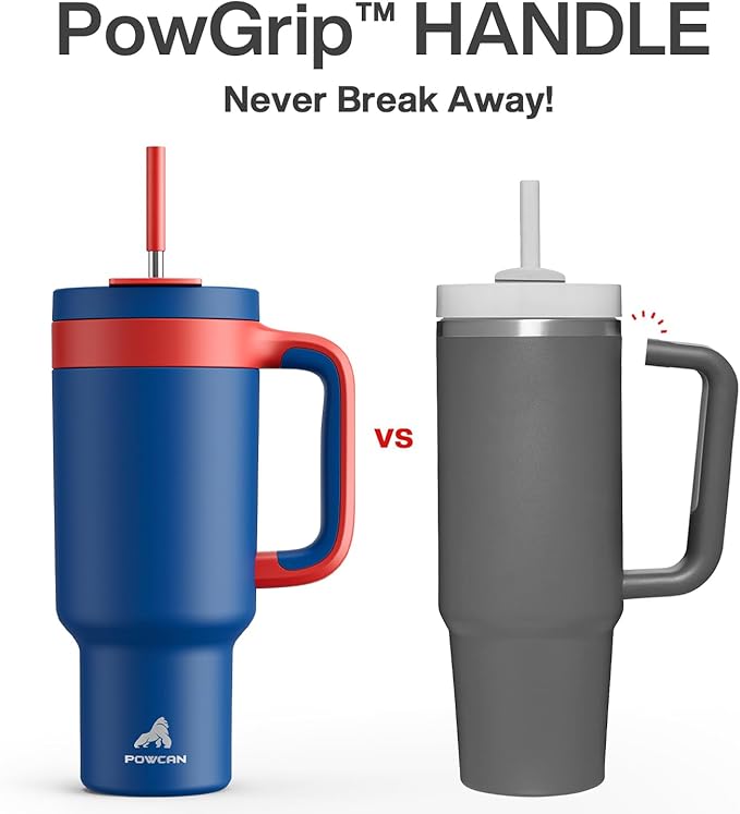 40 oz Tumbler with Handle, 2-in-1 Metal Straw and Sip Lid, Leakproof, Dishwasher Safe, Insulated Stainless Steel Travel Coffee Mug, Keeps Cold for 34 Hours, Fits in Car Cup Holder (Heroic)