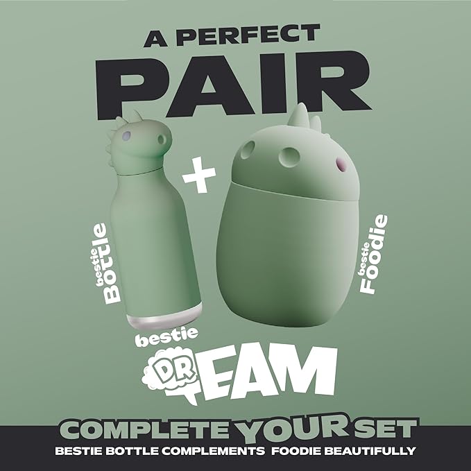 Bestie Foodie Kids Insulated Food Jar – Cute Character Lunch Container for Children, BPA-Free Stainless Steel, Leakproof & Vacuum Sealed, Keeps Food Hot or Cold, Easy to Clean, 16oz