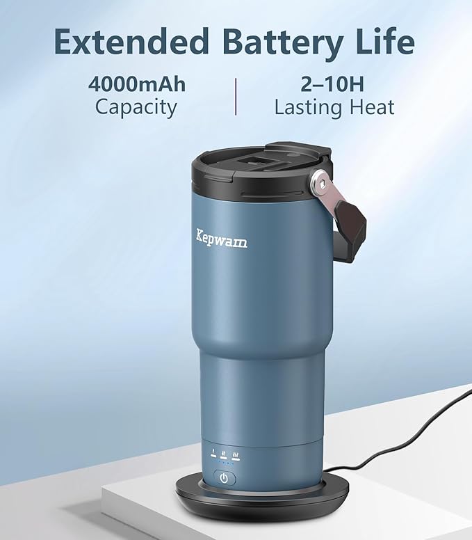 Self-Heating Travel Mug 20oz, Temperature-Controlled Coffee Warmer Mug, Smart Travel Coffee Mug Keep Coffee Drinks Hot, Heated Mug Great for Driver Outdoor Fits Car Cup Holders